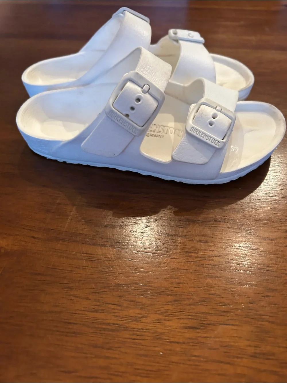 White rubber Birkenstocks Kids Two-Strap Slide Sandals